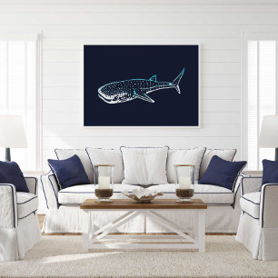 Shark Whale Print   Shark Whale Wall Print
