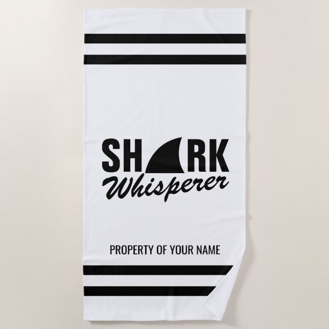 Shark whisperer funny beach towel for scuba diver (Front)