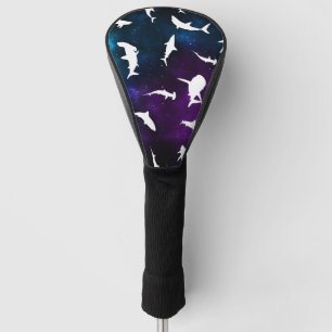 Shark white shadow on Dark galaxy Space Golf Head Cover