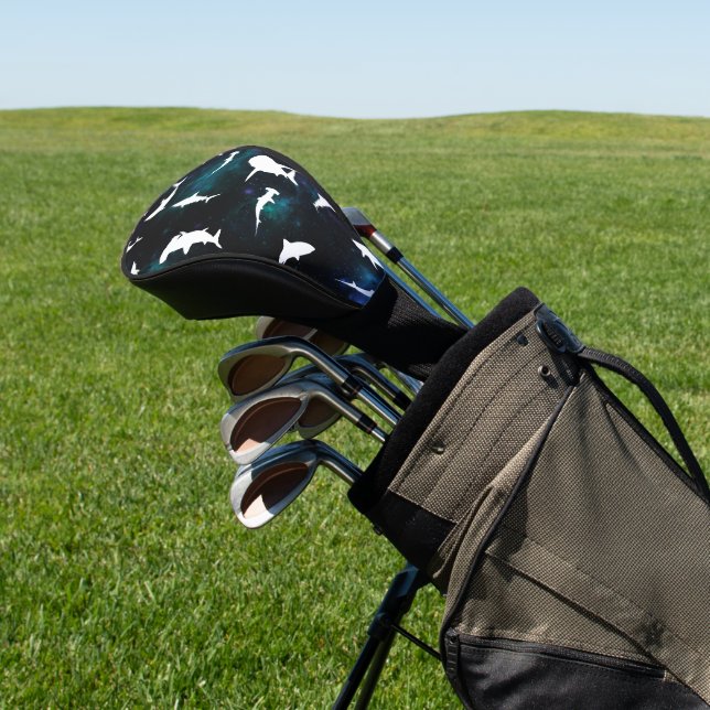 Shark white shadow on Dark galaxy Space Golf Head Cover (In Situ)