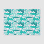 Shark White & Teal Camouflage Pattern Tissue Paper<br><div class="desc">Add a "bite" of fun to your gift with this cool (yet scary!) shark camouflage pattern tissue paper set. The white, gray and teal coloring gives the look of a fun and fresh underwater feel. But beware of that pop of red added in for extra scare! Matching items can be...</div>
