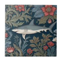 Shark William Morris style Left facing Sea Ocean