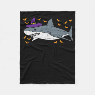 Shark Witch Funny Animal Halloween Fleece Blanket