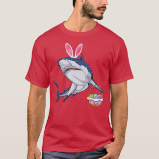 Shark with Easter Basket and Bunny Ears Happy East T-Shirt