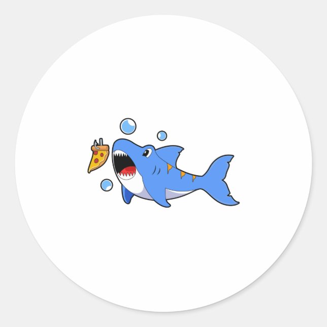 Shark with Pizza as Bait Classic Round Sticker (Front)