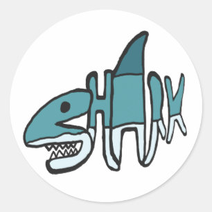 Shark Word Classic Round Sticker