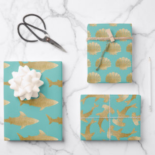 Shark Wrapping Paper Flat Sheet Set of 3