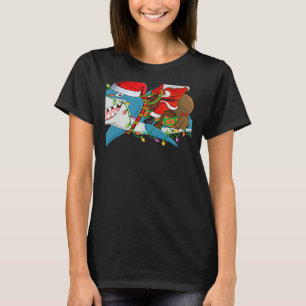 Shark Xmas Lights Santa Ride Shark Christmas T-Shirt