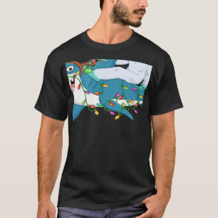 Shark  Xmas Lights Santa Yeti Ride Shark Christmas T-Shirt