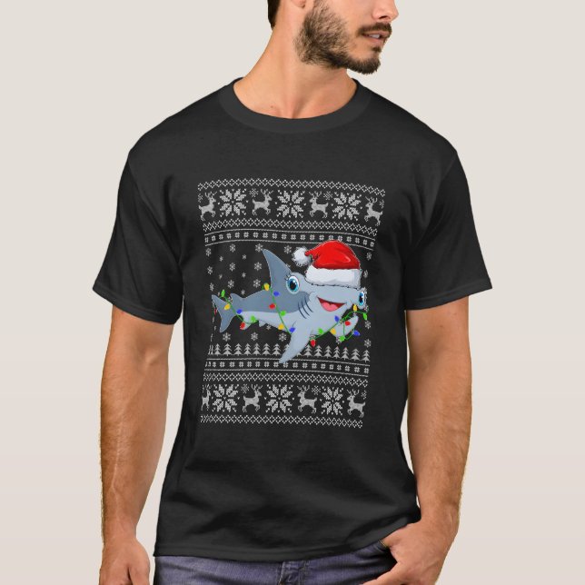 Shark Xmas Sweater Style Ugly Hammerhead Shark Chr (Front)