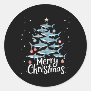 Shark Xmas Tree Sharks Christmas Tree Merry Dogmas Classic Round Sticker