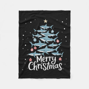 Shark Xmas Tree Sharks Christmas Tree Merry Dogmas Fleece Blanket