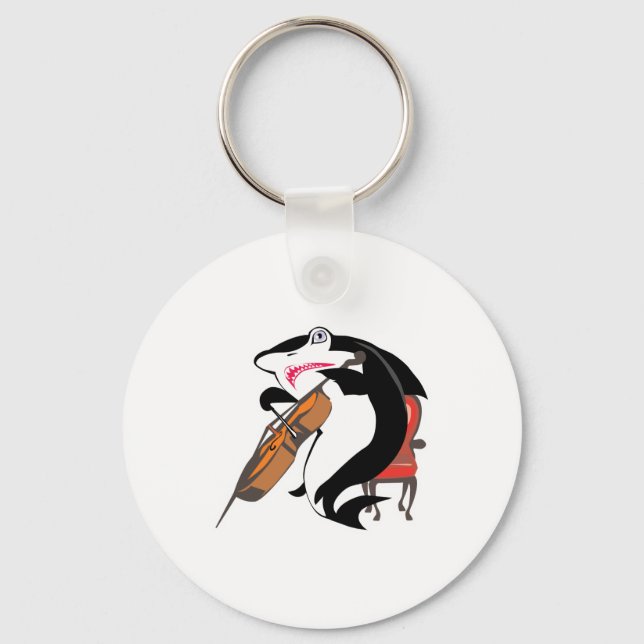 sharking playing cello key ring (Front)