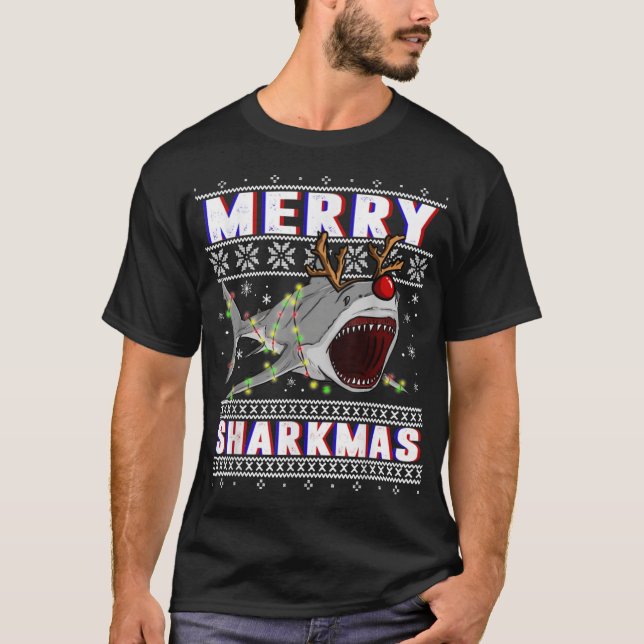 Sharkmas Shark Ugly Christmas Sweaters (Front)