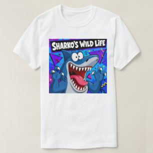 SHARKO'S WILD LIFE   Retro 90s Cartoon Shark T-Shirt