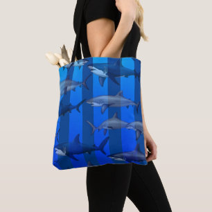 Sharks and Blue Stripes Tote Bag