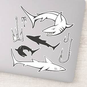 Sharks and Hooks Icon Set