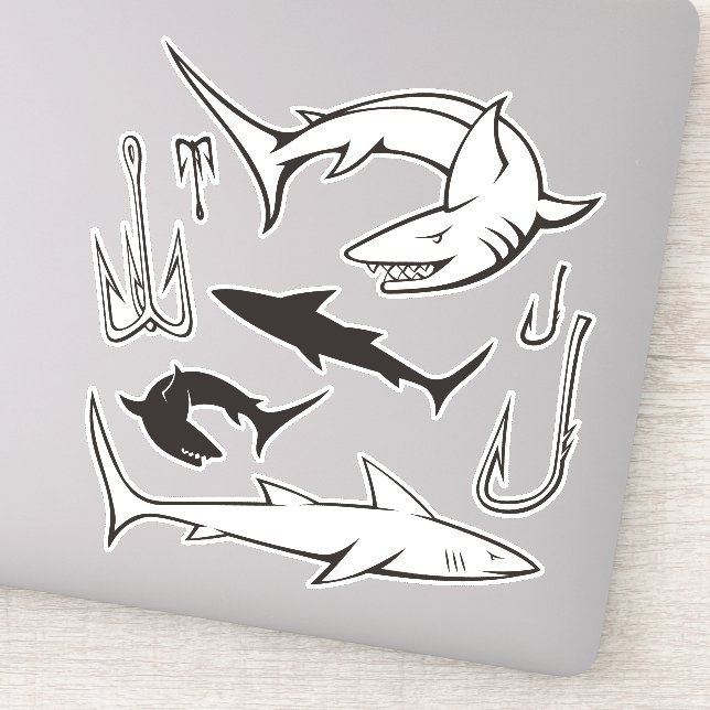 Sharks and Hooks Icon Set (Detail)