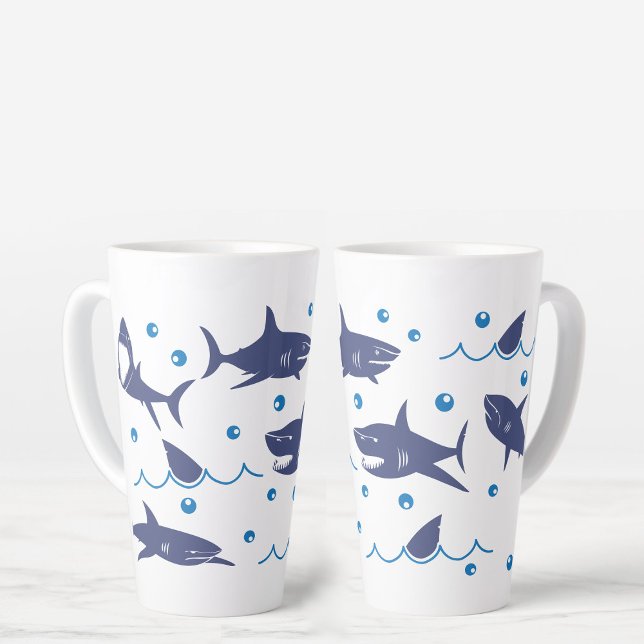 Sharks and Waves Shark Lovers Latte Mug (Creator Uploaded)