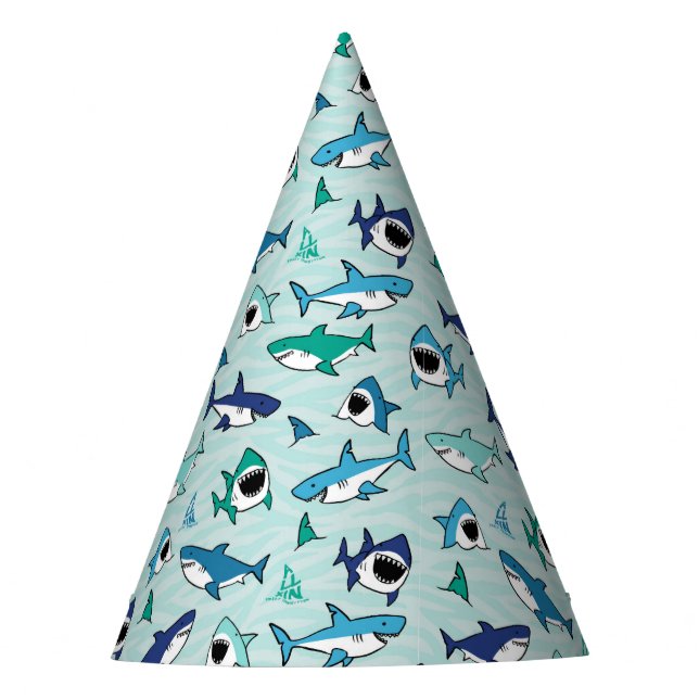 Sharks Birthday Party Blue Party Hat (Front)