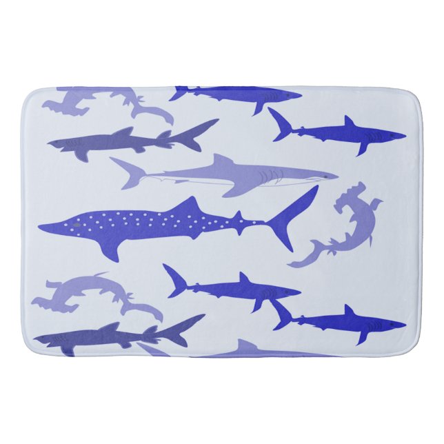 Sharks Blue Bath Mat (Front)