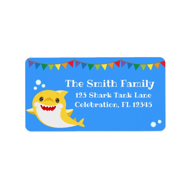 Sharks Blue Ocean Birthday Favour Tags (Front)