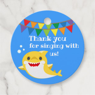Sharks Blue Ocean Birthday Favour Tags