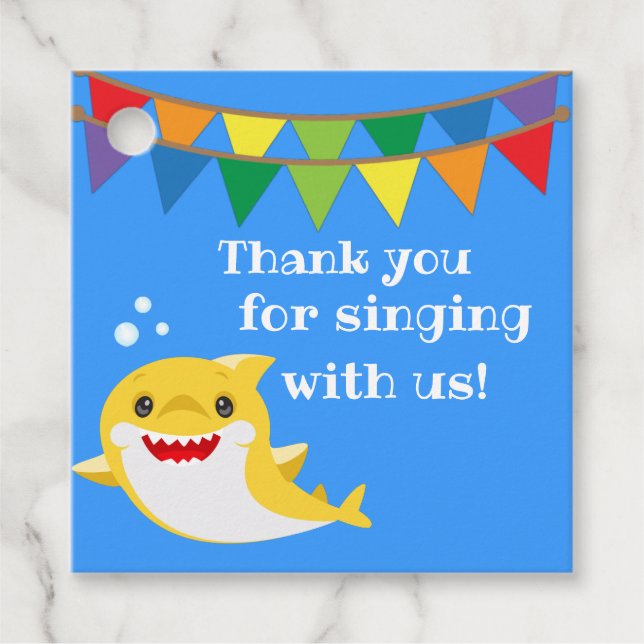 Sharks Blue Ocean Birthday Favour Tags (Front)