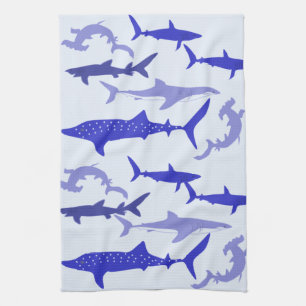 Sharks Blue Tea Towel