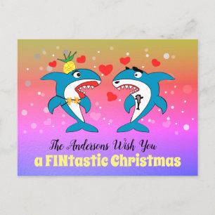Sharks Christmas Unique Personalised Holiday Postcard