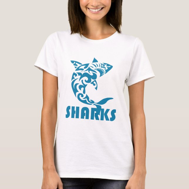Sharks Contemporary Swirl Design T-Shirt (Front)