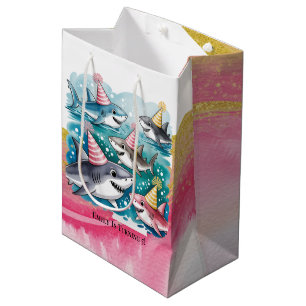Sharks Cute Under The Sea Girl Birthday Party Medium Gift Bag