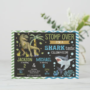 Sharks & Dinosaurs Joint Birthday Invitation