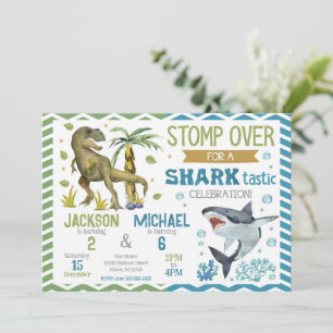 Sharks & Dinosaurs Joint Birthday Invitation