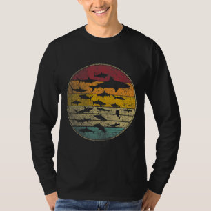 Sharks Fish Ocean Distressed Vintage Silhouette T-Shirt