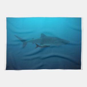 Sharks Fish Ocean Water Tropical Beach Peace Love Tea Towel