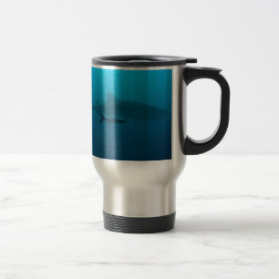 Sharks Fish Ocean Water Tropical Beach Peace Love Travel Mug