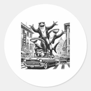 Sharks In A Vintage 50's Car In Rome Sticker