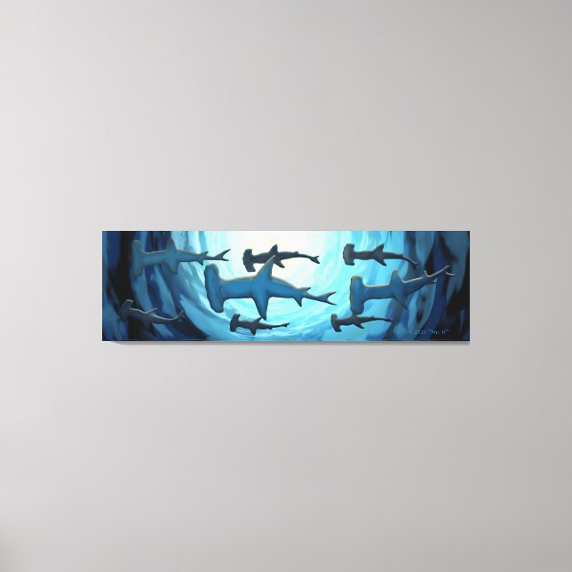 Sharks in Silhouette with Sun Ball Canvas Print (Front)