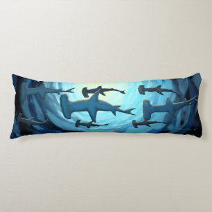 Sharks in Silhouette with Sun Ball Print Body Cushion