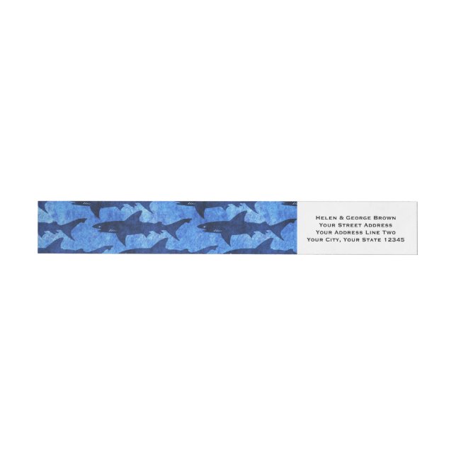Sharks in the Deep Blue Sea Wraparound Address Label (Individual)