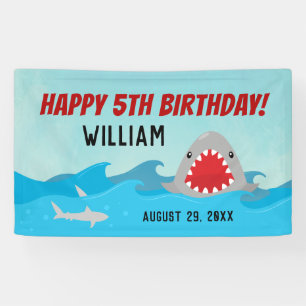 Sharks in Water   Boys Shark Birthday Party Banner