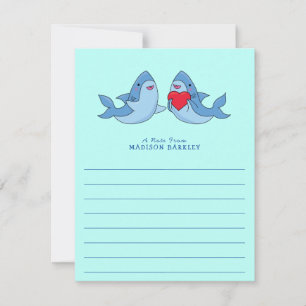 Sharks Kid's Cute Kawaii Flat Stationary Cards