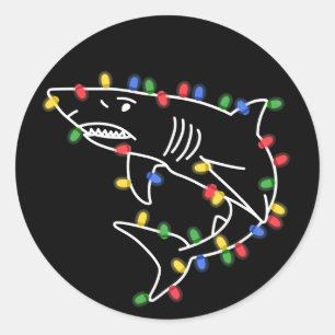 Sharks Lover Tree Christmas Xmas Pet Animal Shark Classic Round Sticker