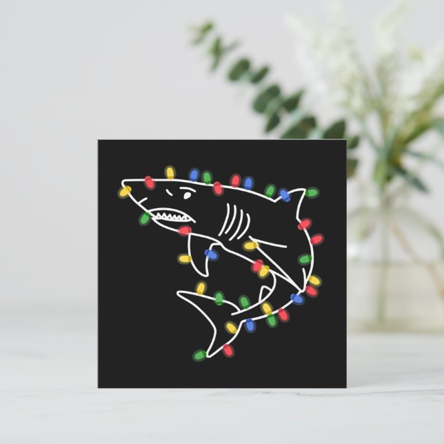 Sharks Lover Tree Christmas Xmas Pet Animal Shark  Holiday Card (Standing Front)