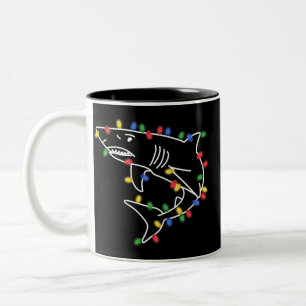 Sharks Lover Tree Christmas Xmas Pet Animal Shark  Two-Tone Coffee Mug