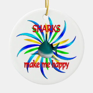 Sharks Make Me Happy Ceramic Tree Decoration