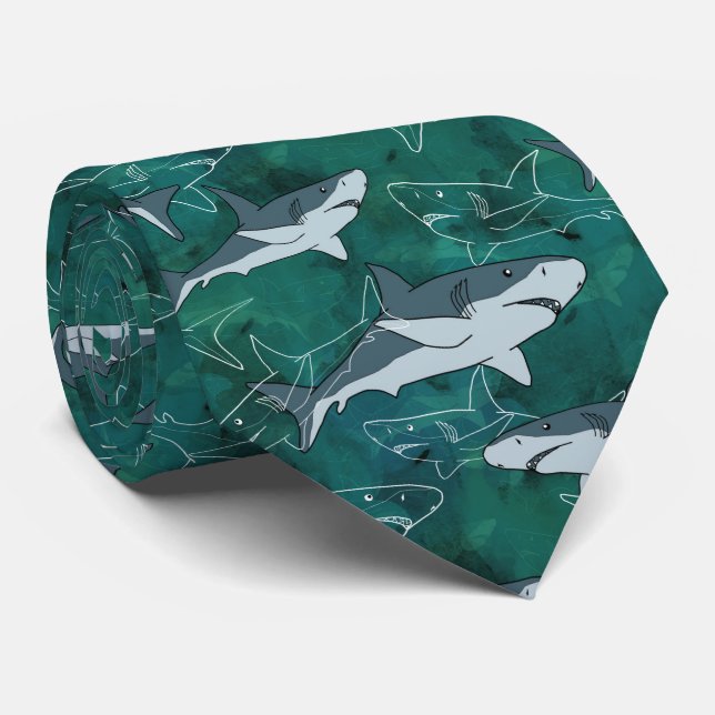 Sharks, marine,sea, fish, predator, animal, jaws, tie (Rolled)
