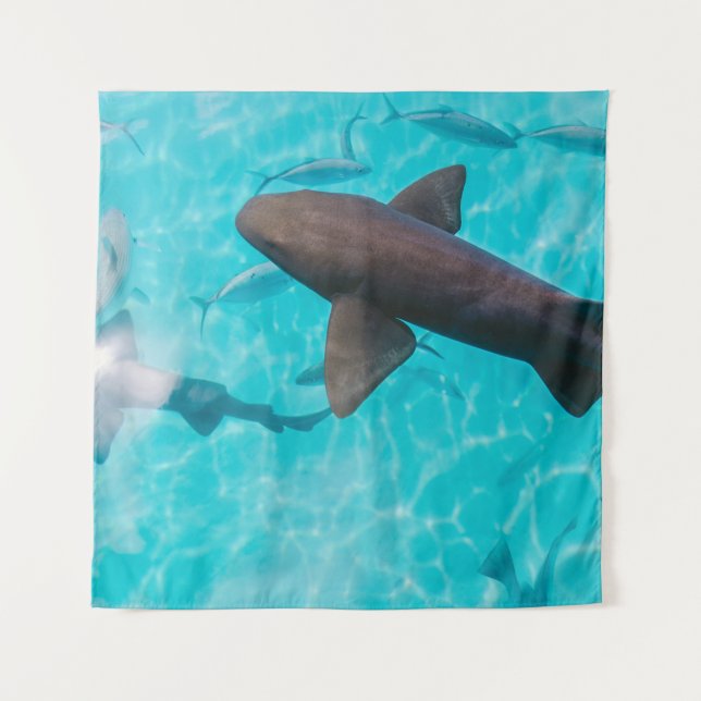 SHARKS ON BODY OF WATER TAPESTRY (Front)