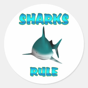 Sharks Rule Classic Round Sticker